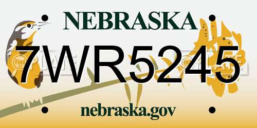 7WR5245 Nebraska License Plate