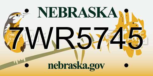 7WR5745 Nebraska License Plate