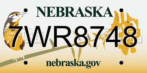 7WR8748 Nebraska License Plate