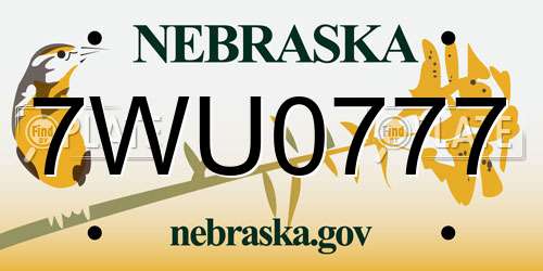 7WU0777 Nebraska License Plate