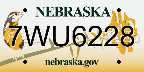 7WU6228 Nebraska License Plate