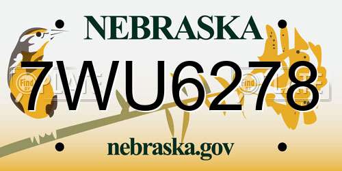 7WU6278 Nebraska License Plate