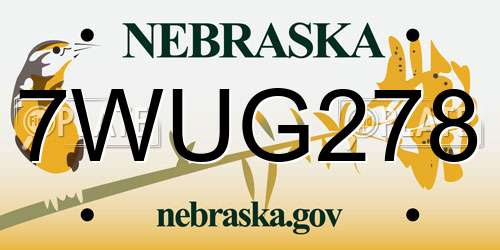 7WUG278 Nebraska License Plate