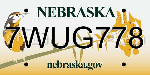 7WUG778 Nebraska License Plate