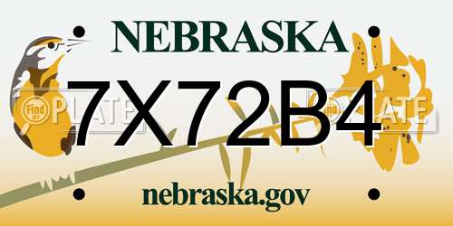 7X72B4 Nebraska License Plate