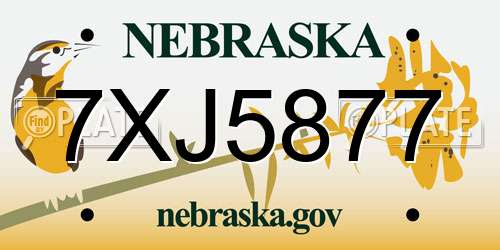 7XJ5877 Nebraska License Plate