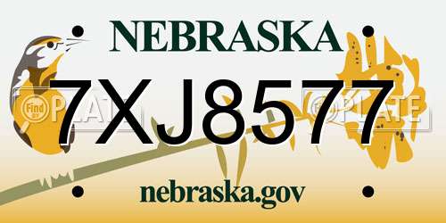 7XJ8577 Nebraska License Plate