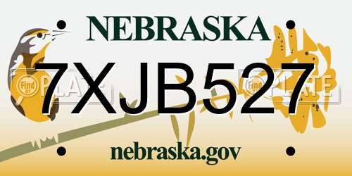 7XJB527 Nebraska License Plate