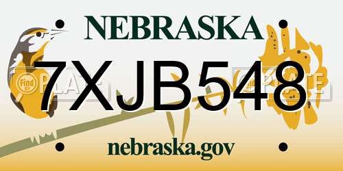 7XJB548 Nebraska License Plate