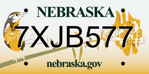 7XJB577 Nebraska License Plate