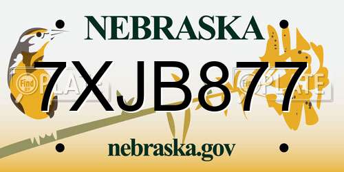7XJB877 Nebraska License Plate