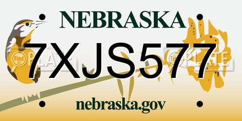 7XJS577 Nebraska License Plate