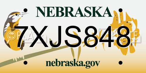 7XJS848 Nebraska License Plate