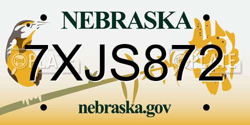 7XJS872 Nebraska License Plate