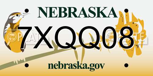7XQQ08 Nebraska License Plate