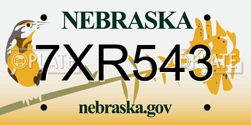 7XR543 Nebraska License Plate