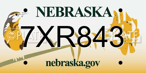 7XR843 Nebraska License Plate