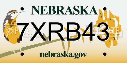 7XRB43 Nebraska License Plate