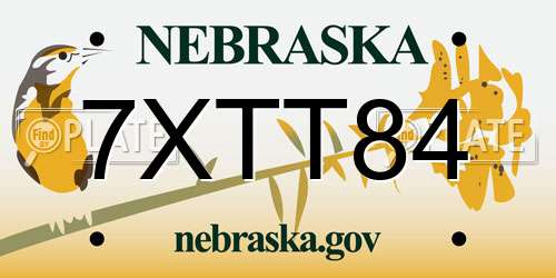 7XTT84 Nebraska License Plate