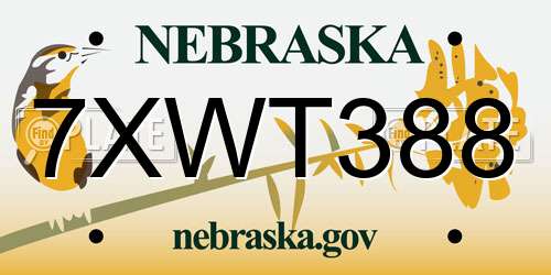 7XWT388 Nebraska License Plate