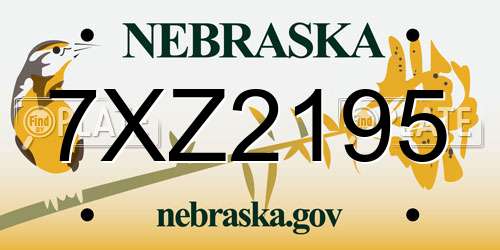 7XZ2195 Nebraska License Plate