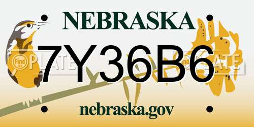 7Y36B6 Nebraska License Plate