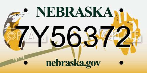 7Y56372 Nebraska License Plate