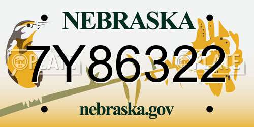 7Y86322 Nebraska License Plate