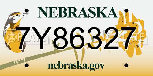 7Y86327 Nebraska License Plate