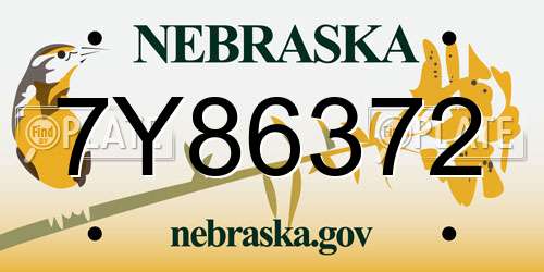 7Y86372 Nebraska License Plate