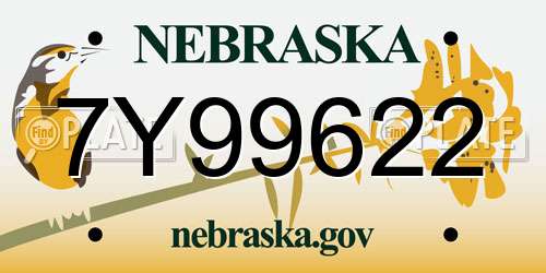 7Y99622 Nebraska License Plate