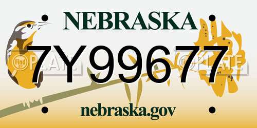 7Y99677 Nebraska License Plate