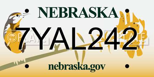 7YAL242 Nebraska License Plate