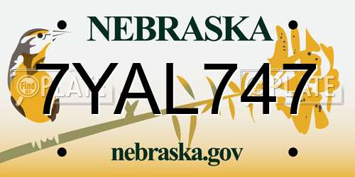7YAL747 Nebraska License Plate