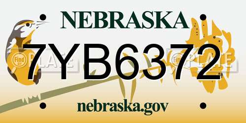 7YB6372 Nebraska License Plate
