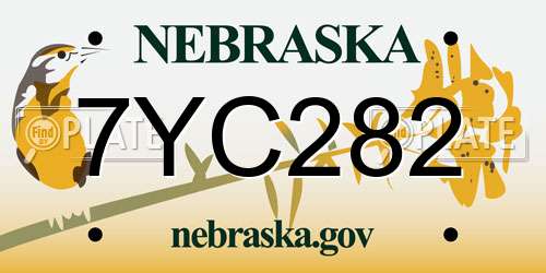 7YC282 Nebraska License Plate