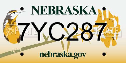 7YC287 Nebraska License Plate