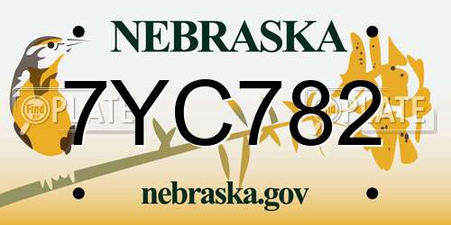 7YC782 Nebraska License Plate