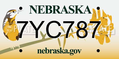 7YC787 Nebraska License Plate