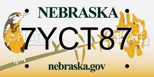 7YCT87 Nebraska License Plate