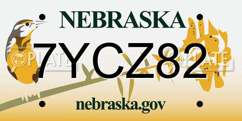 7YCZ82 Nebraska License Plate