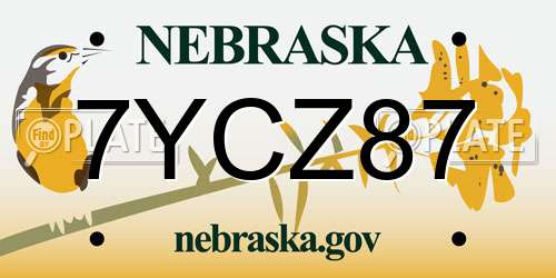 7YCZ87 Nebraska License Plate