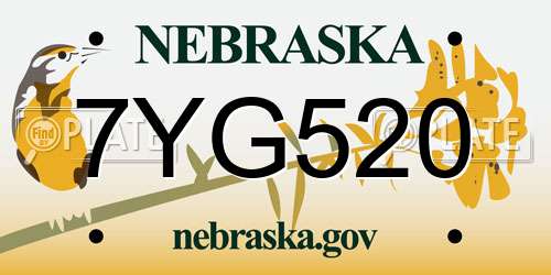 7YG520 Nebraska License Plate