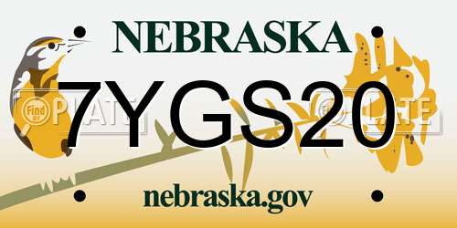 7YGS20 Nebraska License Plate