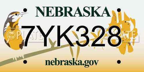 7YK328 Nebraska License Plate