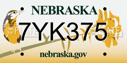 7YK375 Nebraska License Plate