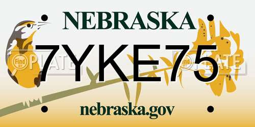 7YKE75 Nebraska License Plate