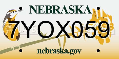7YOX059 Nebraska License Plate