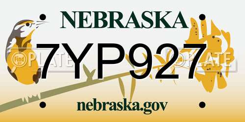 7YP927 Nebraska License Plate