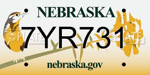 7YR731 Nebraska License Plate